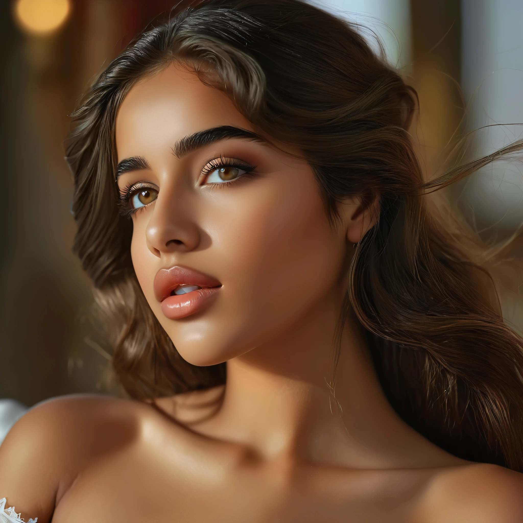 (best quality,4k,highres:1.2),ultra-detailed,(realistic,photorealistic:1.37),full body photo, nude artwork,beautiful and innocent 15-year-old Saudi Arabian girl, untouched beauty, breathtakingly detailed features, natural beauty, raw and pure, captivating female gaze, delicate skin, flawless complexion, expressive eyes, rosy lips, flowing silky hair, gentle and graceful pose, soft natural light, artistic composition, sensuality, artistic nudity, harmonious colors and tones, intimate atmosphere, super detailed moist skin, hyper detailed iridescent eyes, dark circles, (Beautifully raised areola:1.5), (NSFW:1.3)