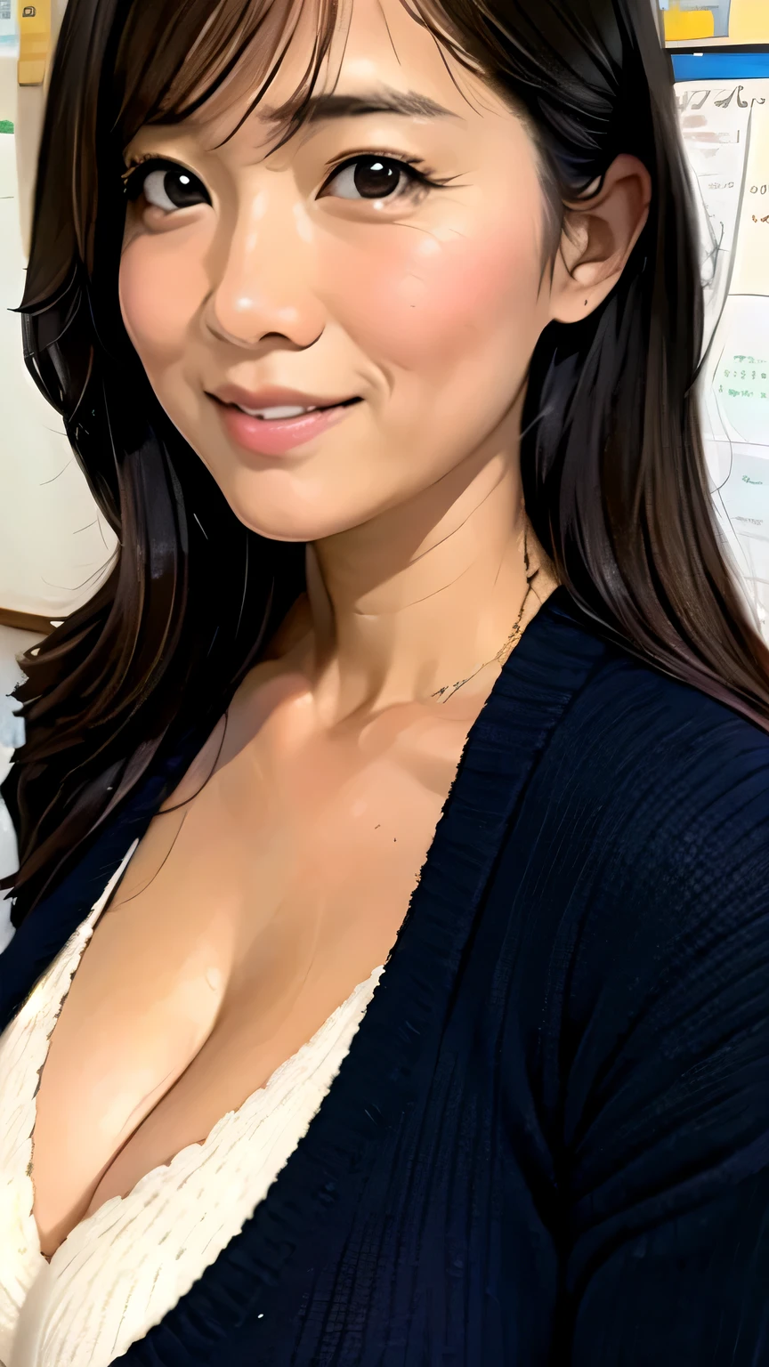 asian beauty japanese korean　　Close-up　,　high quality　high resolution　　big breasts　teacher　blackboard