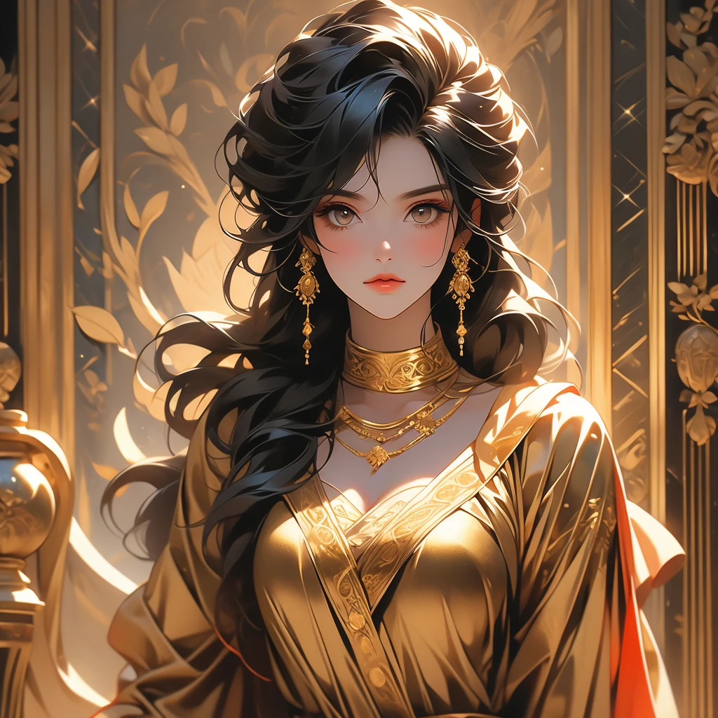 Roman woman, black hair, golden eyes, long white toga, looking at viewer, ancient Rome, laurel, full body