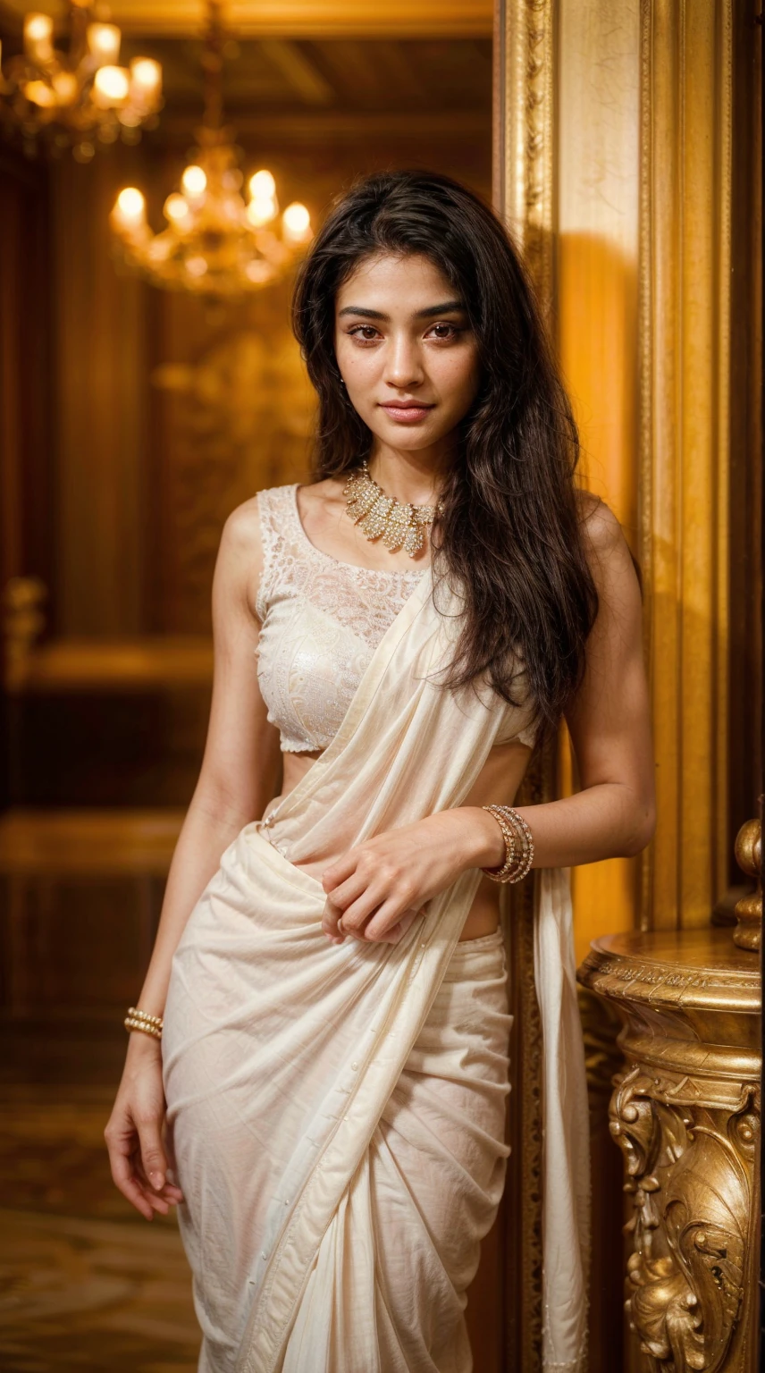 south asian facial features. girl. Should look very beautiful. pretty. Highly detailed and hyper realistic. The skin texture should be highly detailed and extremely accurate. thick black hair and brown eyes. Face must be accurate. Highly detailed face and facial features. Extremely accurate representation of face and facial features. Face should be highly detailed and hyper realistic. Every thing from the body should be extremely perfect and realistic. hyper realistic. Skin texture is natural and realistic. Face is realistic and extremely detailed. Eyes are detailed and accurate. Highly accurate. eyes should be realistic and accurate. hyper detailed. perfect details. realistic proportions. hyper realistic skin texture. smiling. black eyes. eyes are black. Clothed. Hyper realistic and accurate