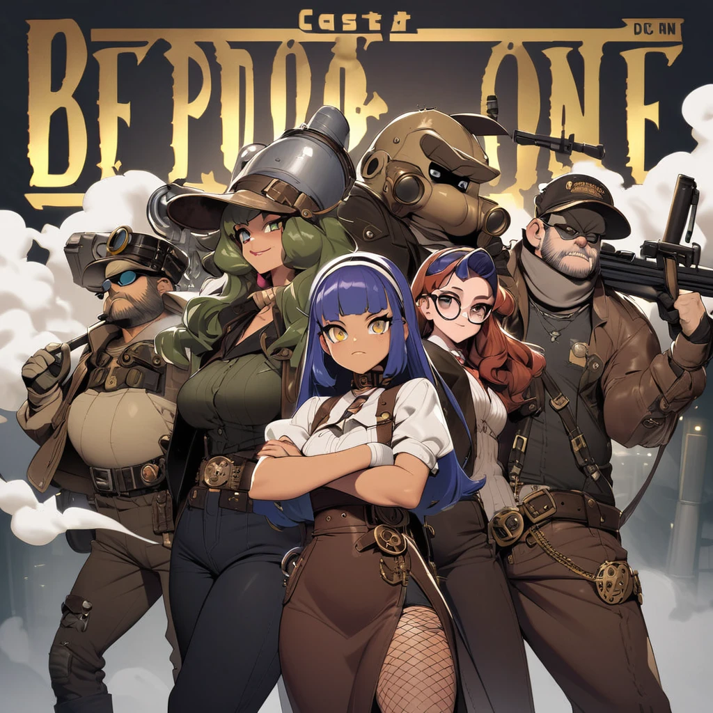 The cast of Bebop recreating their iconic cover in Steam Punk aesthetic