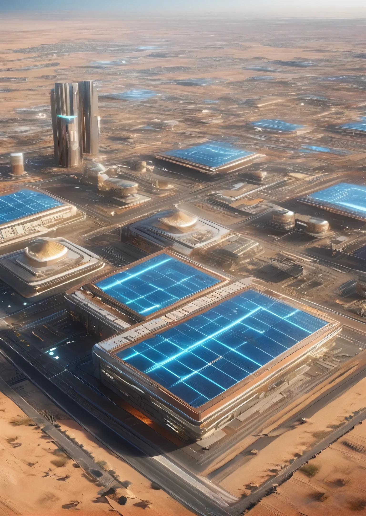 sun bleached terrain, savannah, Serengeti, large city, cyberpunk south africa, arid scifi city, science fiction rhodesia, future rhodesia, prefabricated buildings, alien sky