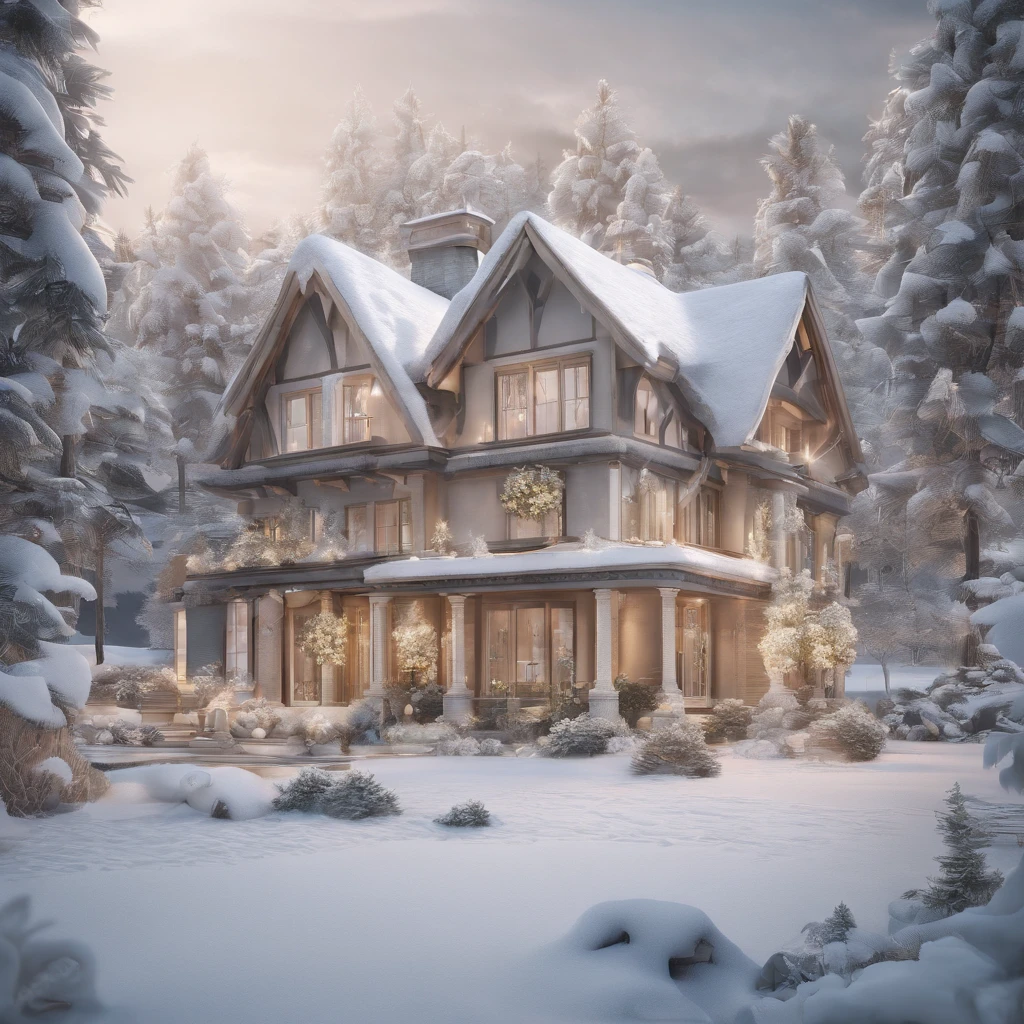 Winter cottagecore landscape 