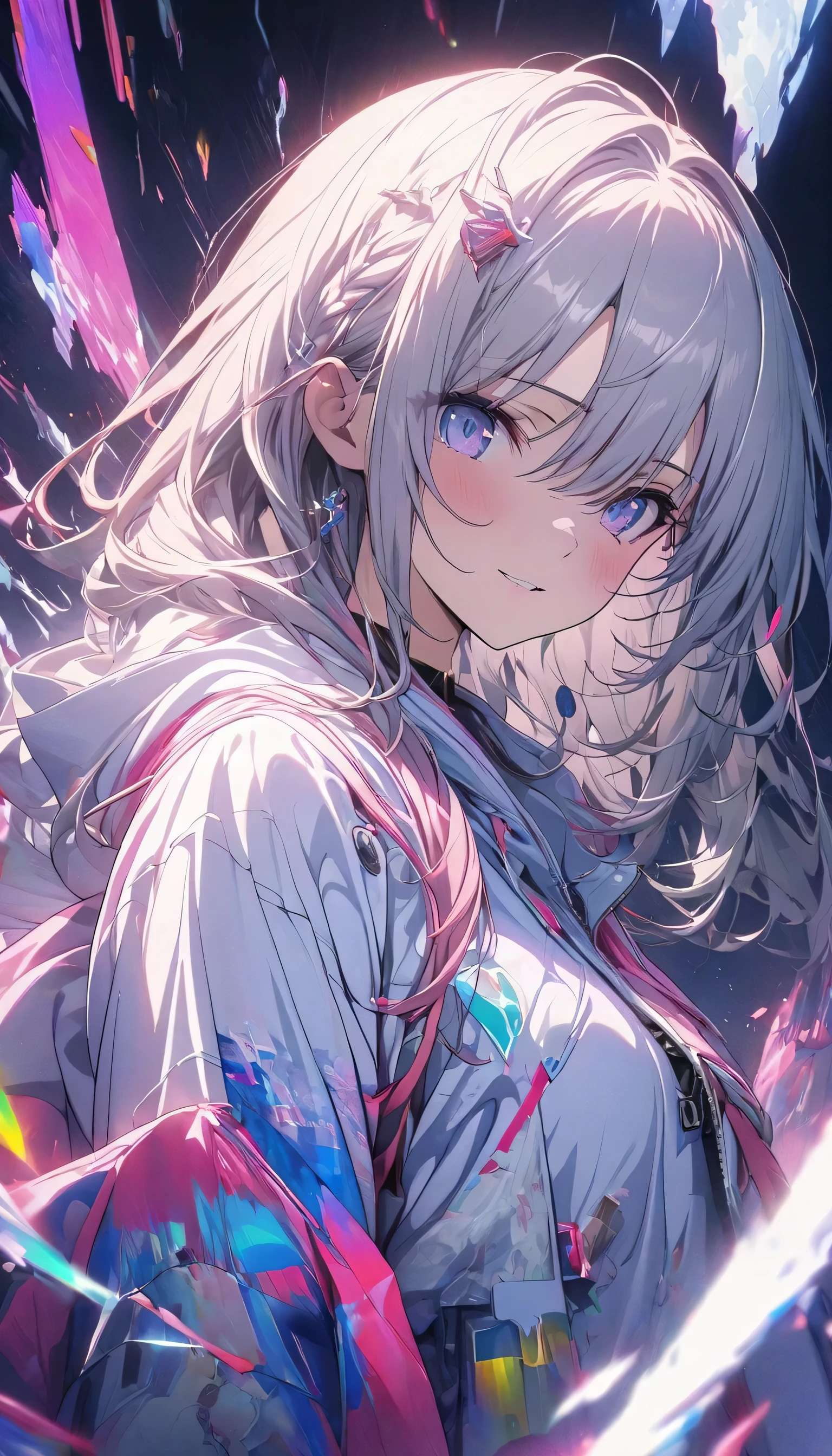 (masterpiece, highest quality, highest quality, official art, beautiful and aesthetic:1.2),No text,anime、 BREAK, 1 girl, Glitch Art, (Digital Distortion), pixelated fragment, Data Corruption,Colorful Noise, Visual clutter,Modern aesthetics