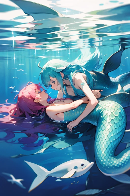 mermaid、Homosexuals、yuri couple、stick together、Dolphin