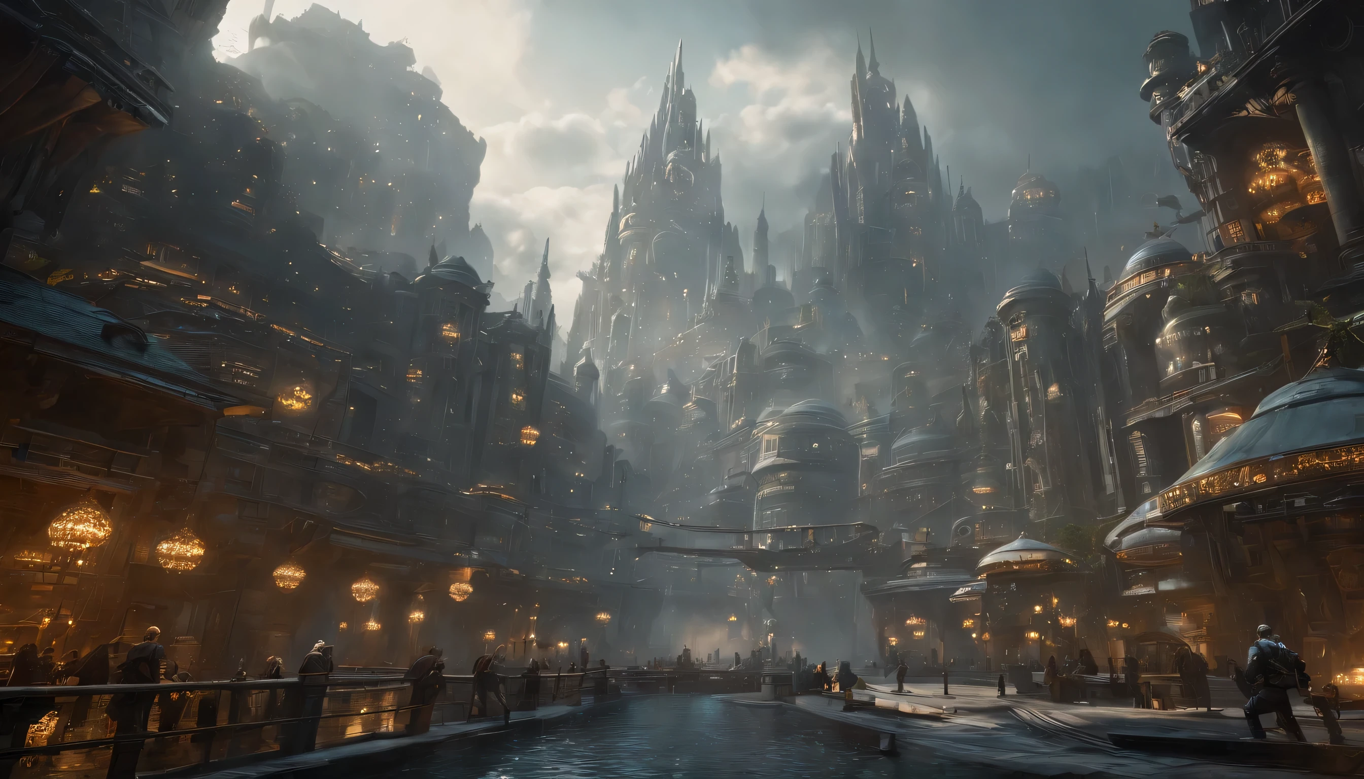 Fantasy Art, ultra wide-shot, Painting, Detailed , deviantart, contest winner, Concept art, , tim hildebrandt, Fantasy, ((((cyberpunk City)))) , , Night time , , fantastic realism, art stations ,, Style of Adrianus Eversen ,Not aesthetic architecture, Movie Still,Greg Rutkowski, Creates a landscape reminiscent of an Inception movie, A place where reality becomes a labyrinth of changing architecture and gravity-defying landscapes. Embrace the surreal and mind-bending nature of the concept, Create a scene that challenges perception. Using intricate details and dynamic design、Immerse the viewer in a world where the laws of physics are rewritten. Depicts the sense of awe and disorientation evoked by the Inception film.Minced meat
