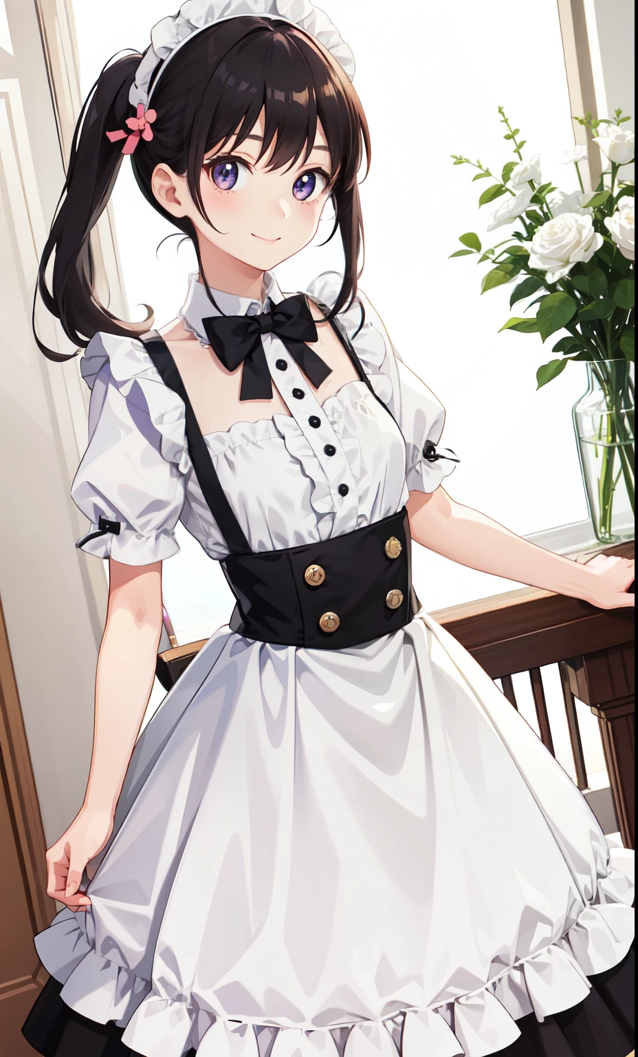 girl、かわいいgirl、smile、shirt、blouse、skirt、Maid Costume、(small breasts)、Flat chest、