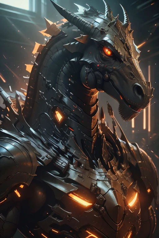 Metal dragon, (cyborg:1.1), ([tail | Wire Details]:1.3), (intricate detailed), hdr, (intricate detailed, hyper detailed:1.2), Cinematography, Short Article, middle,