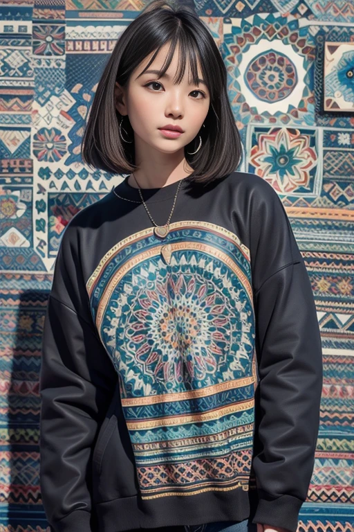 High quality、Colorful color palette、High level of image quality、Mountains, windmills and rivers、Unprecedented number of images、Realistic style、Geometric pattern background、Frontside、Sticker st
