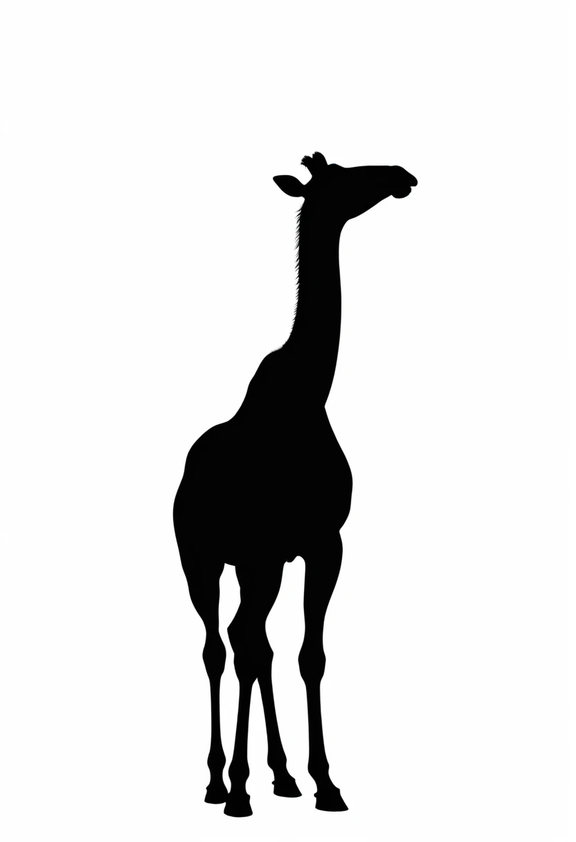 Giraffe, black silhouette, no background