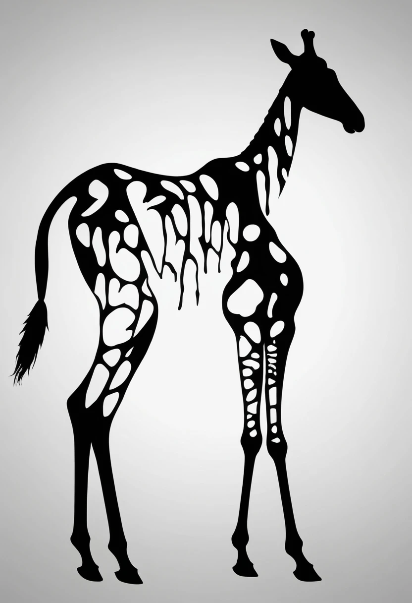 Giraffe, black silhouette, no background