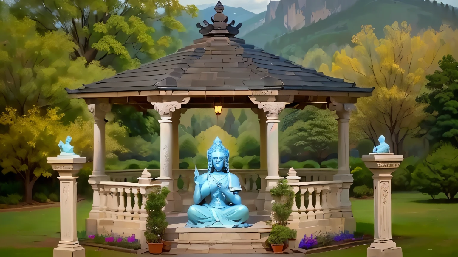 do the shiva statue in center detailed (detailed face)
