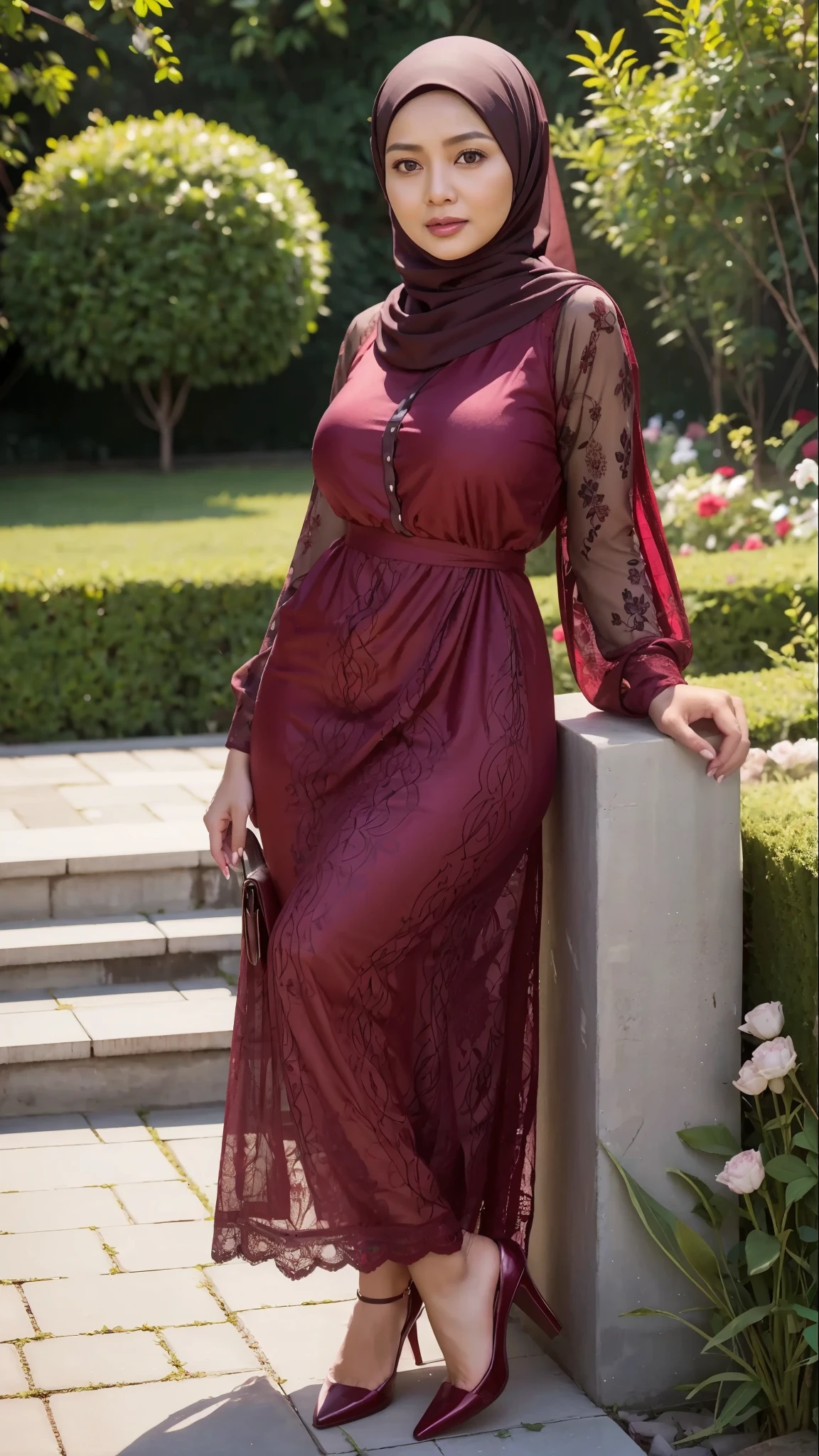 50 years Old, Hijab Indonesian mature woman, Big Tits : 66.9, Gamis, Breast out from her clothes : 1.9, at doctor office, Dark light, at Nighttime