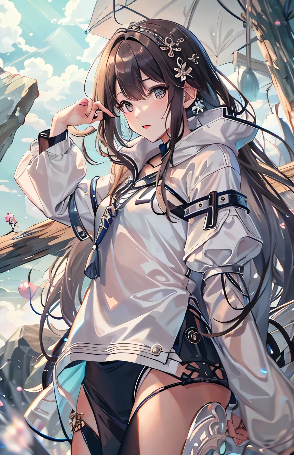 ((highest quality)), ((masterpiece)), (Get used to it), perfect face , beautiful girl , null , A beautiful null in the background ,