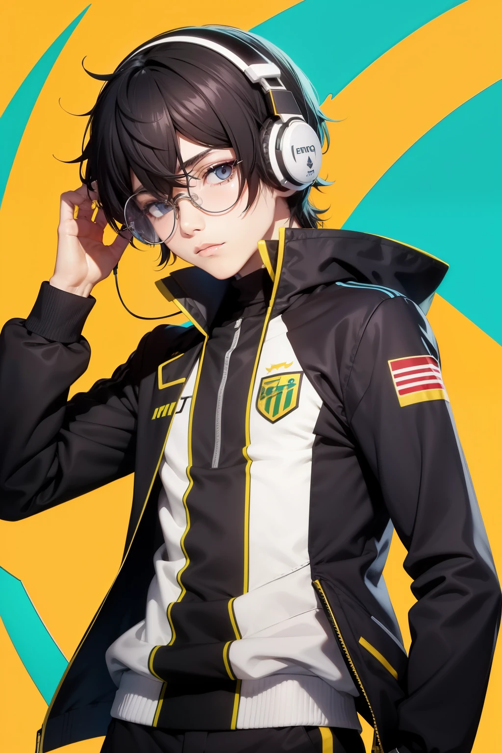 Ren Amamiya Persona,****** anime,uniforme de futebol, glasses, headphones on head