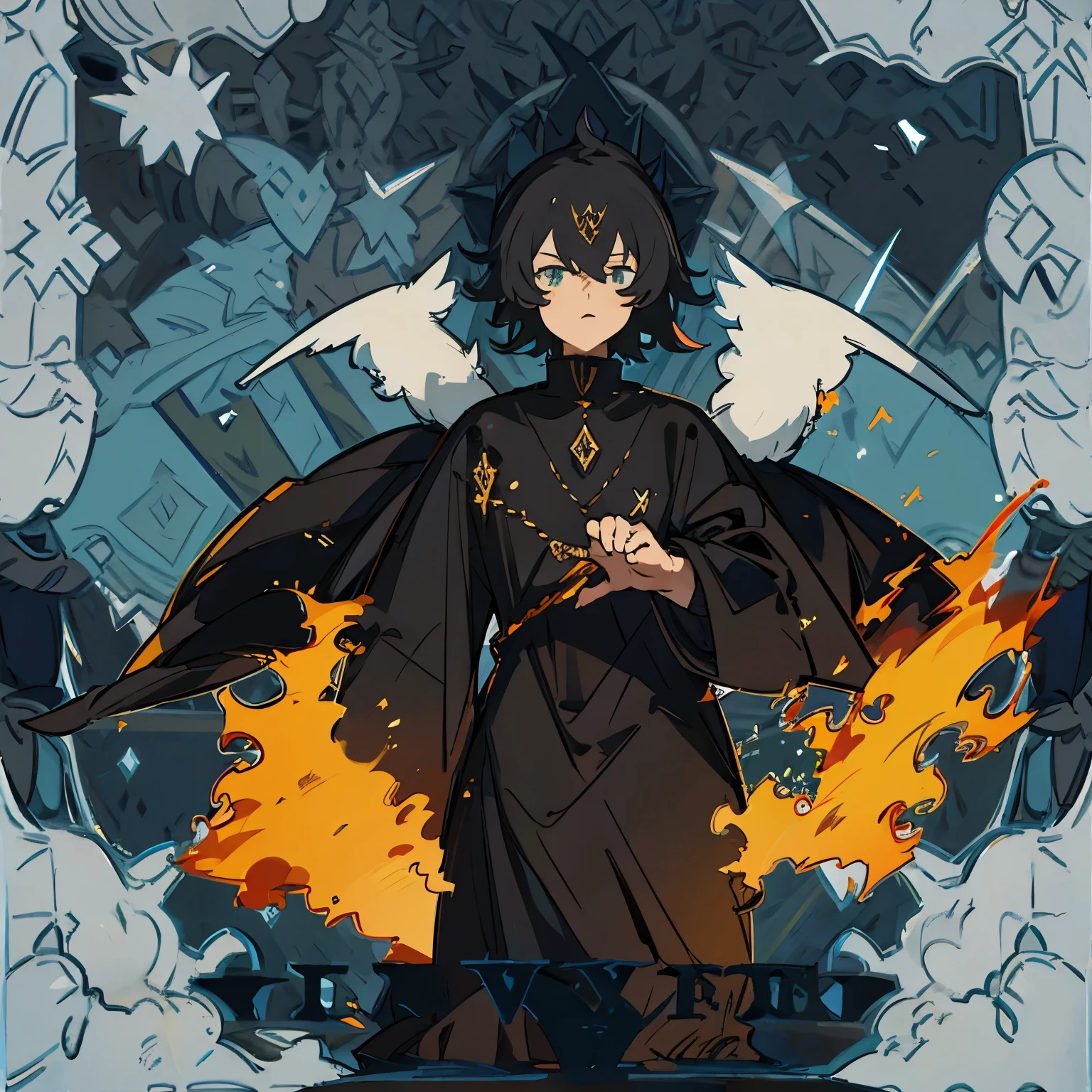 Homem de preto de olhos vermelhos estilo dark anime 