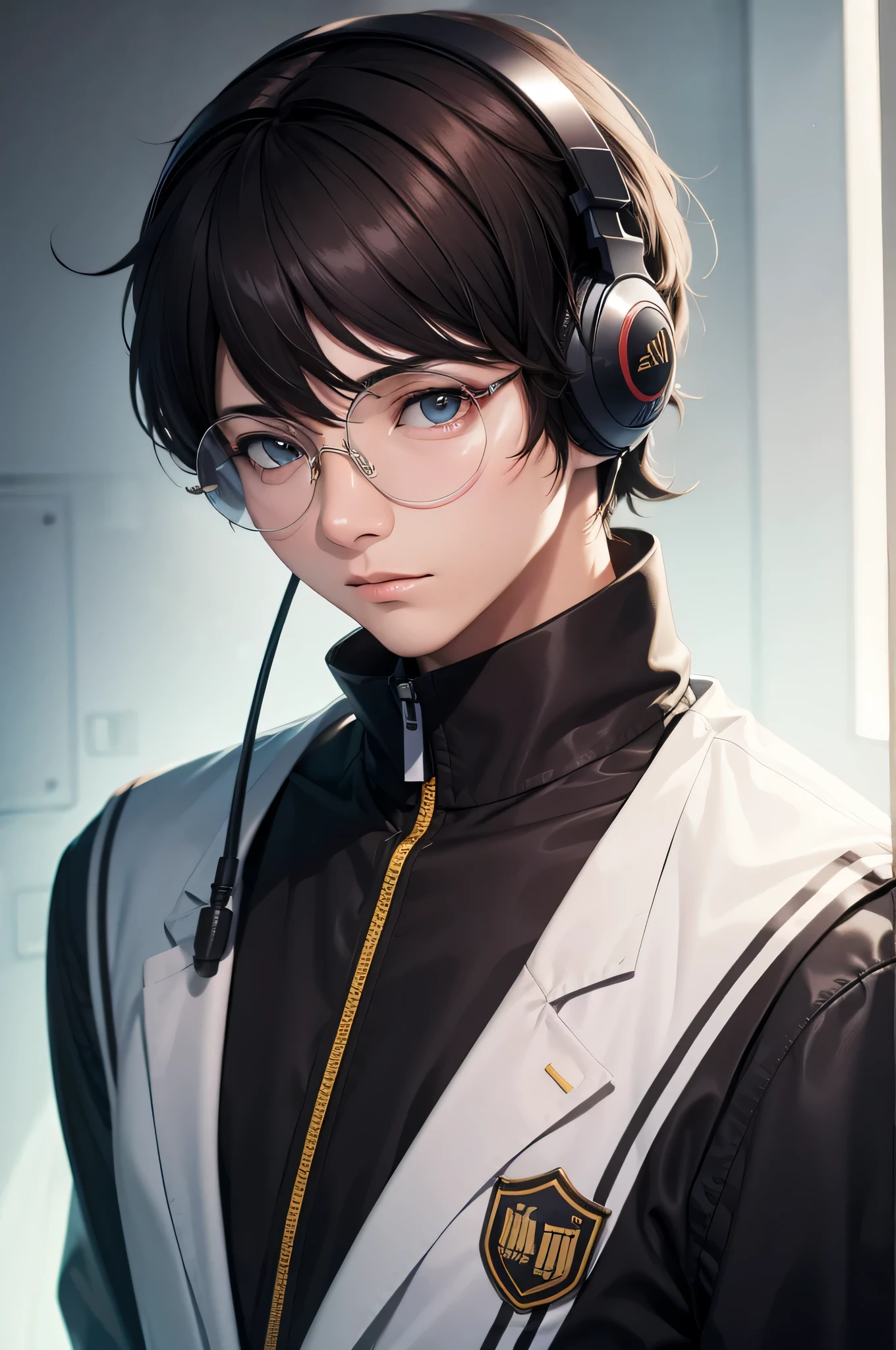Ren Amamiya Persona, anime,uniforme de futebol, glasses, headphones on head