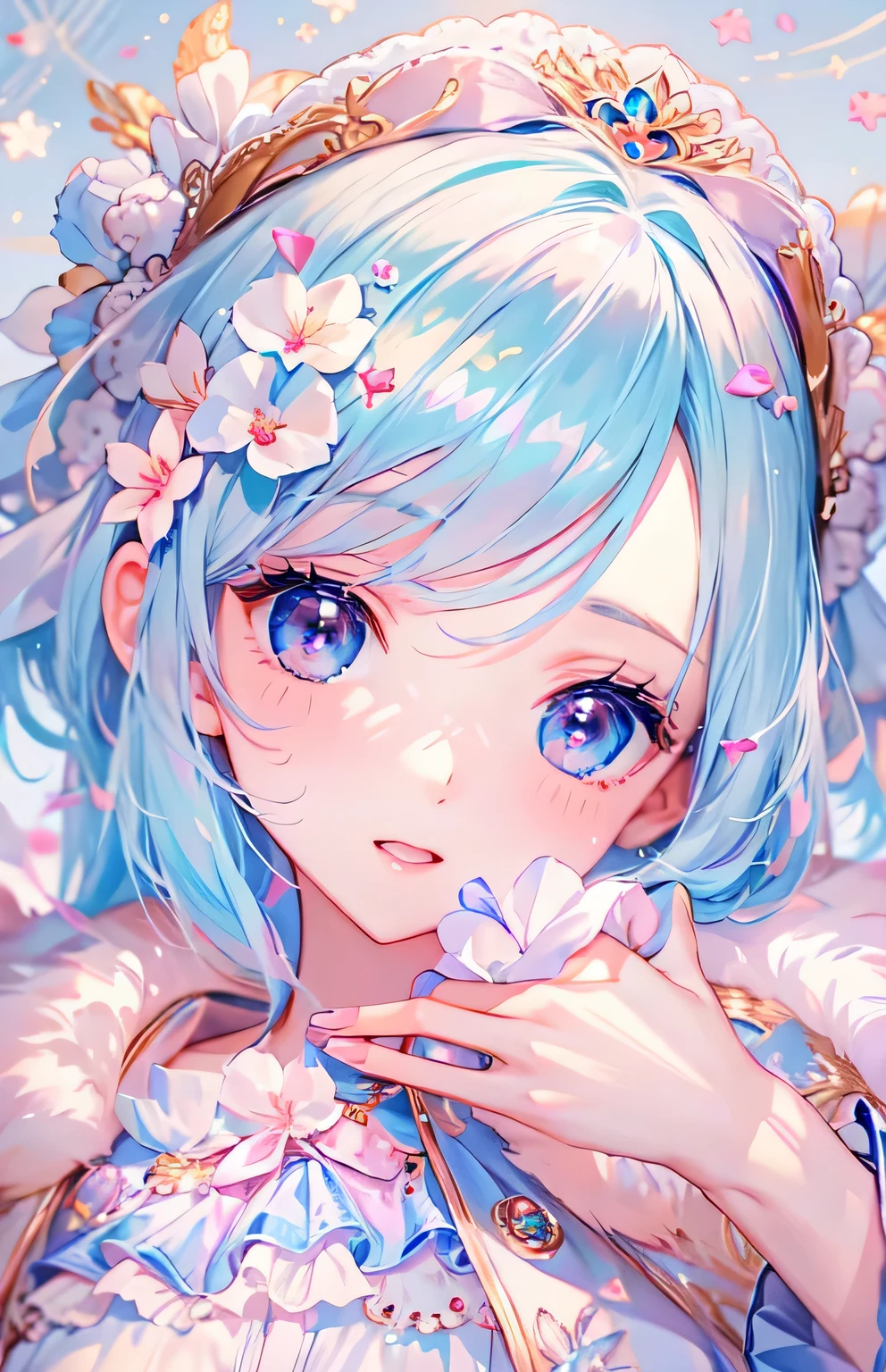 ((highest quality)), ((masterpiece)), (Get used to it), Perfect Face , beautiful girl , Valentine , Pink and Blue ,