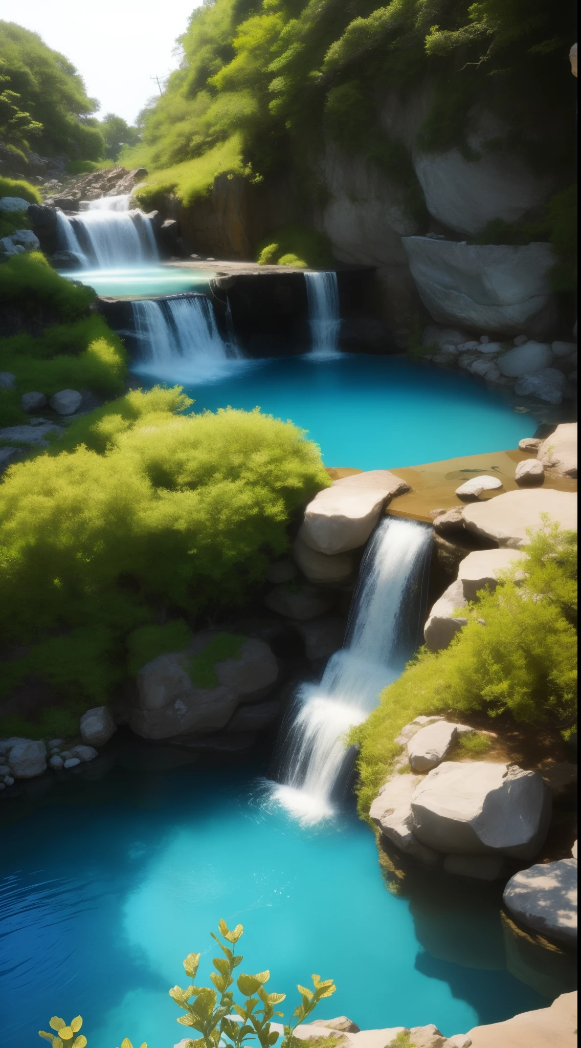 Deep Pool,abyss,prison,Golden, A rich and dangerous planet,The pool stretches into a clear stream、Gives off a golden glow
