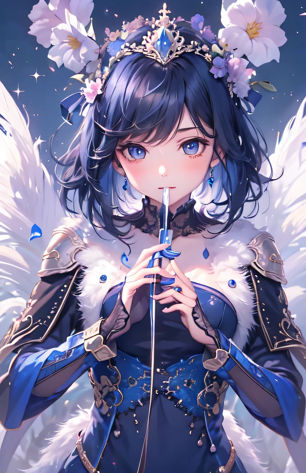 ((highest quality)), ((masterpiece)), (Get used to it), Perfect Face , Adult women , dark blue ,