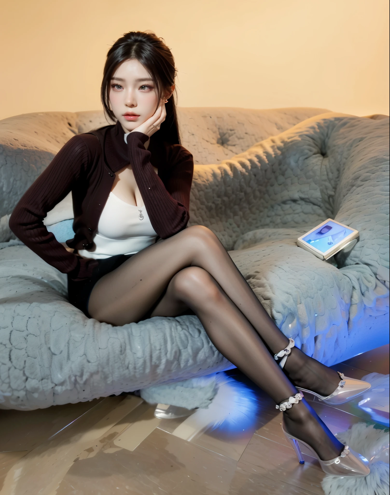 Game art,Best image quality,Highest resolution,8K,(A half-length photo),(portrait),(Head close-up),(rule of thirds),Unreal Engine 5 rendering works,20 year old girl,((Queen)),Eyes are very detailed,(big breasts),Elegant and noble,cinema lights,Ray tracing,Game CG,((3D Unreal Engine)),OC rendering reflection pattern,4K,Ultra-clear,Sensual,translucent lace,Fair and plump figure,Pretty Face,gloss gel coat,身着华贵礼服的Queen,Crystal Gem Crown,Necklace jewelry,blue eyes,black tattoo(whole body),The tattoo is very three-dimensional,Gorgeous and intricate tattoo designs,Wear white high-heeled boots,Translucent black pantyhose,Hands on your face,Five fingers stretched out