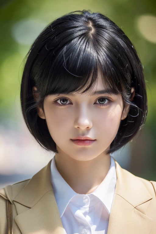 (masterpiece:1.3), (8k, Realistic, Raw photo, highest quality: 1.4), (One girl), Beautiful Face, (Realistic Face), (Black Hair, short hair:1.3), Beautiful hairstyle, Realistic eyes, Beautiful fine details, (Realistic Skin), beautiful skin, (uniform), Absurd, Charm, ultra high resolution, Ultra-realistic, Very detailed, golden ratio