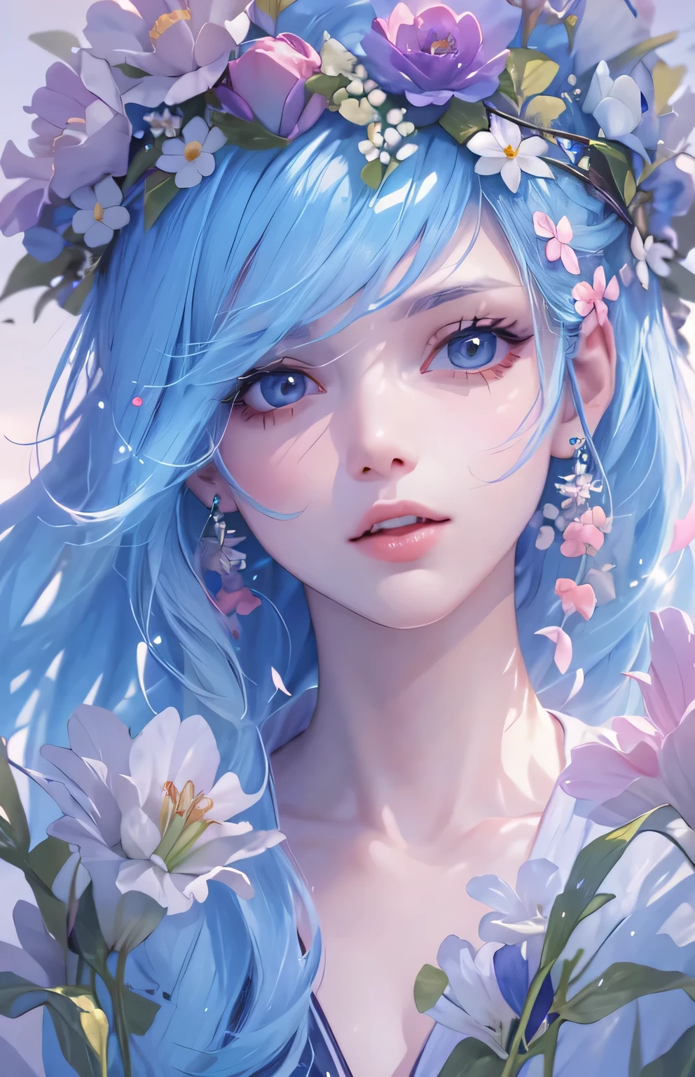 ((highest quality)), ((masterpiece)), (Get used to it), Perfect Face , Adult women , Long and beautiful hair , blue ,