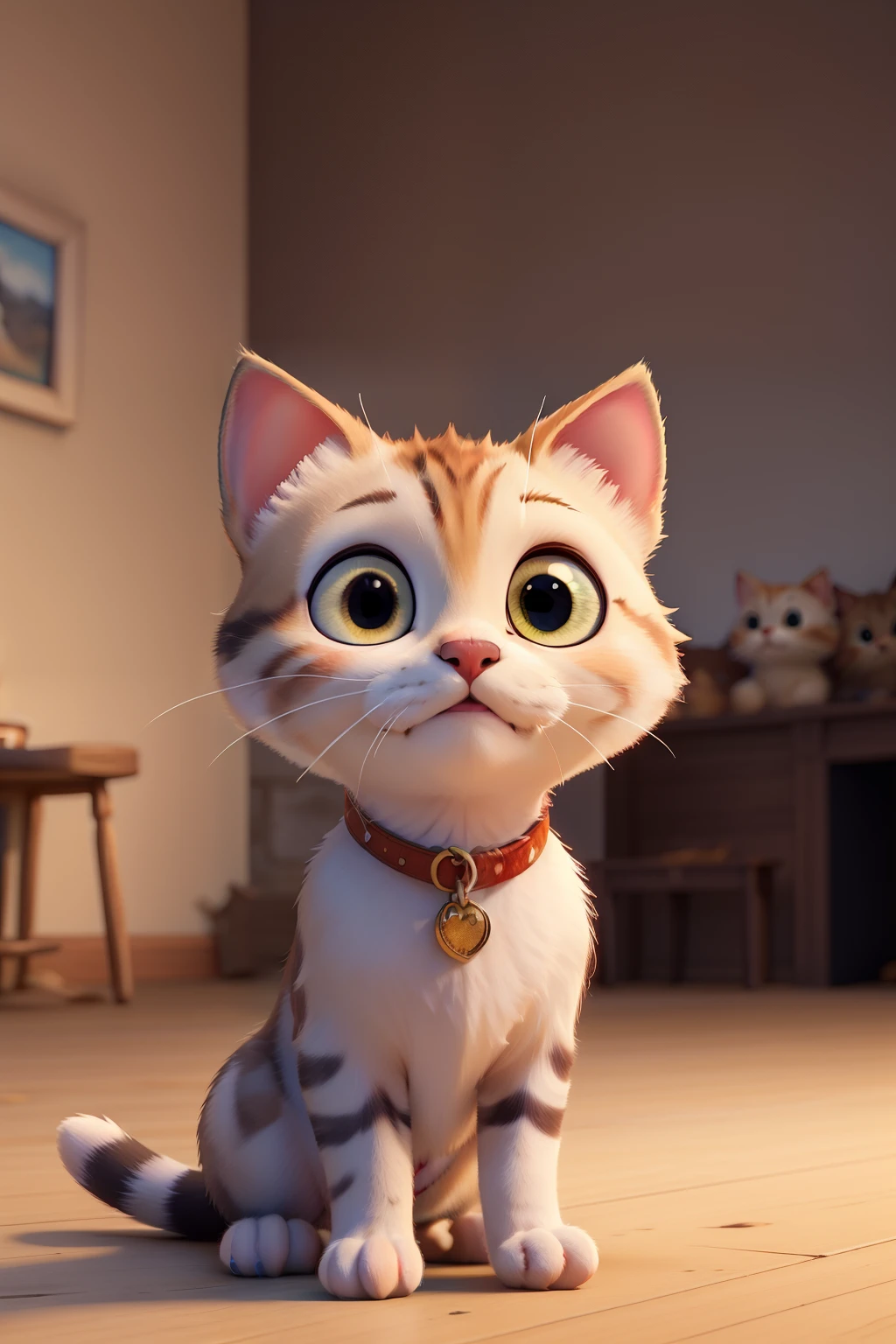 ((highest quality)), ((masterpiece)), (be familiar with), Cute vector of kitten with perfect face cherry, anime style, M Jeni style, digital figure, approaching perfection, very detailed, Smooth, sharp focus, figure, 4K resolution