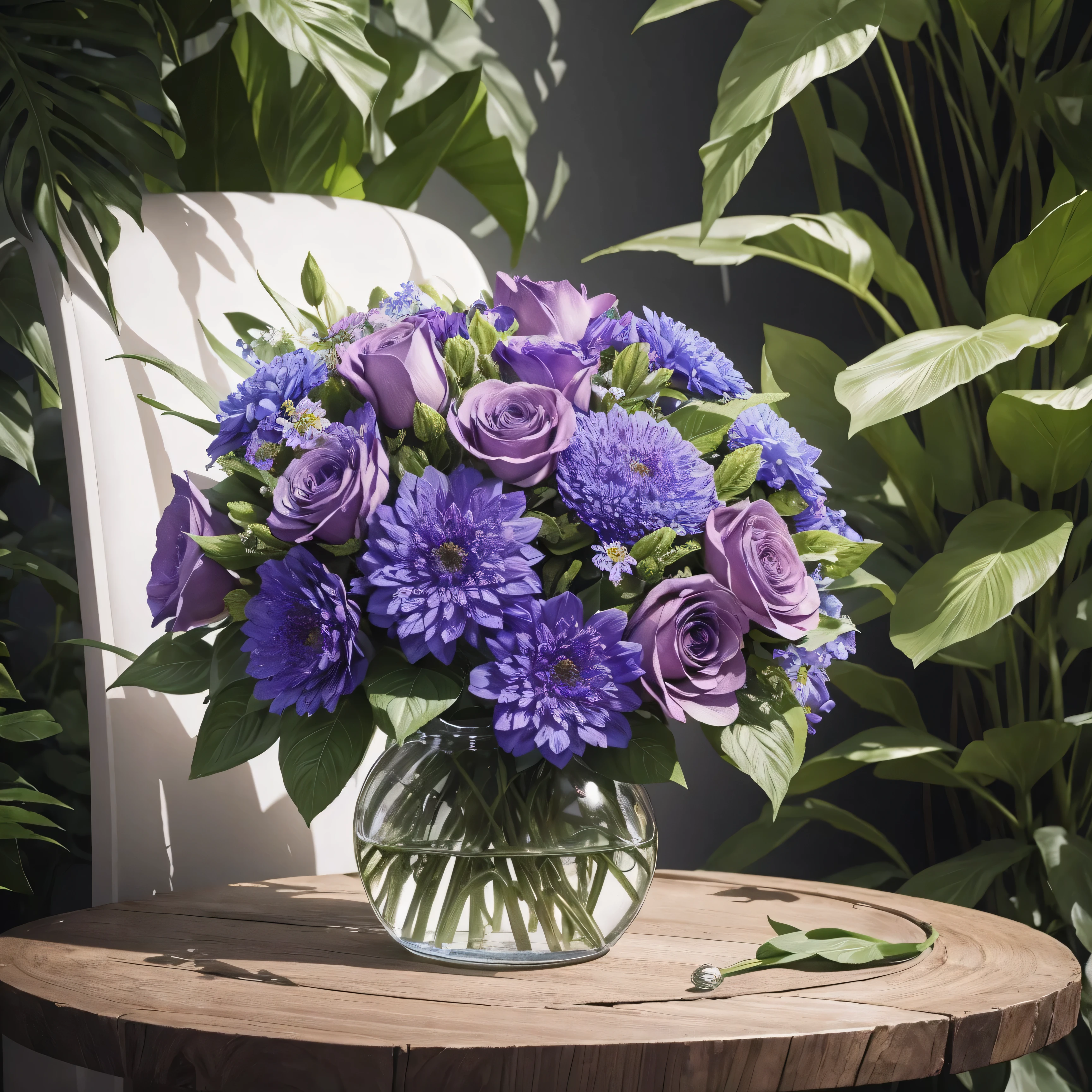 Create a hyperrealistic artwork in 4K resolution, showcasing insect-eater flowers meticulously crafted from recycled plastic bottles. Each bottle's intricate details should be distinctly portrayed, merging seamlessly into the intricate structures of the botanical masterpiece. The transformation from waste material to a complex and beautiful floral arrangement must be conveyed with precision and realism. The simplicity of the recycled bottles contrasts with the intricate patterns and forms of the flowers, creating a visually striking and thought-provoking piece that highlights the power of sustainable art.
