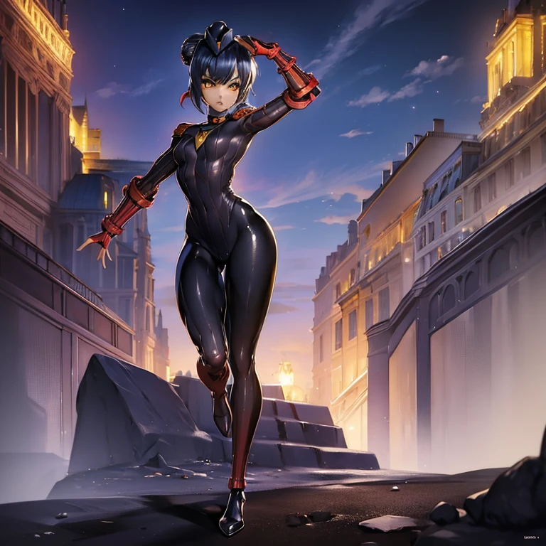 ultra-detailed, Explicit, Beautiful body, Beautiful Nose, Beautiful character design, perfect eyes, perfect face, ultra highres, 4K, beautiful legs, perfect legs, Nice hands, Perfect hand, Masterpiece, Best Quality, Highly detailed, illustration, absurdres, street fighter, doll suit, shadaloo doll, dollsuit, expressionless, blank eyes, looking at viewer, red gloves, emotionless, black latex, corrution, mind control, female combatant, full body, hypnotized, unhappy trance, full body suit, ribbed bodysuit, both arms at side, obey, perfect female body, extremely glossy latex, hypnosis, hypnoLora, empty eyes, Mind control device, poses, submissive_pose, Slave, hat, necktie, stand up straight, standing, standing at attention, hat, necktie, belt, latex, ribbed bodysuit, thighhighs, garter belt, Fighting Stance, extending the right arm from the shoulder into the air with a straightened hand,  saluting, military, military saluting, salute, thigh boots, 1girl, ahsoka_tano, orange skin, facial mark, tattoo