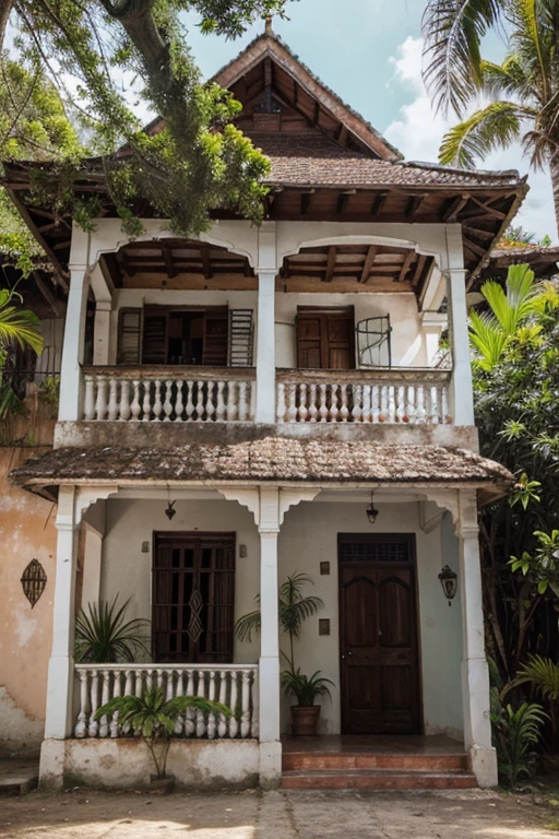 exuberantes paisajes tropicales, an old colonial house that evokes Casa Buendía