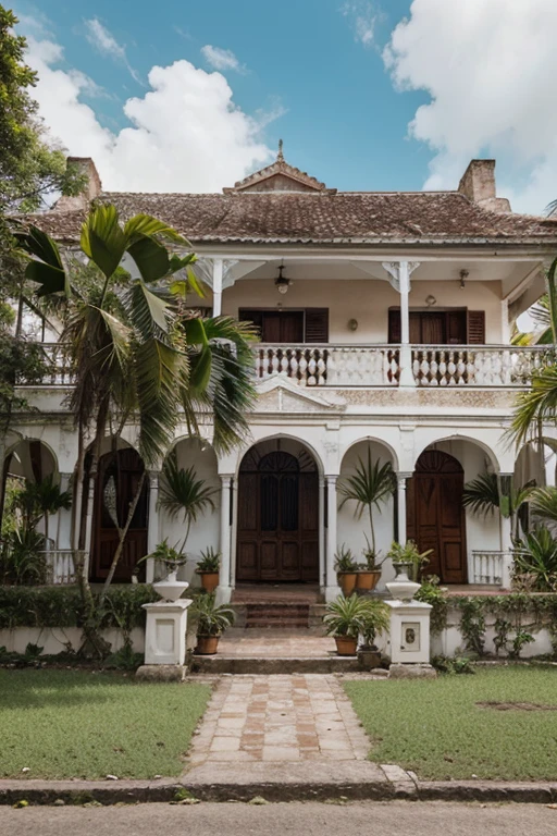 exuberantes paisajes tropicales, an old colonial house that evokes Casa Buendía