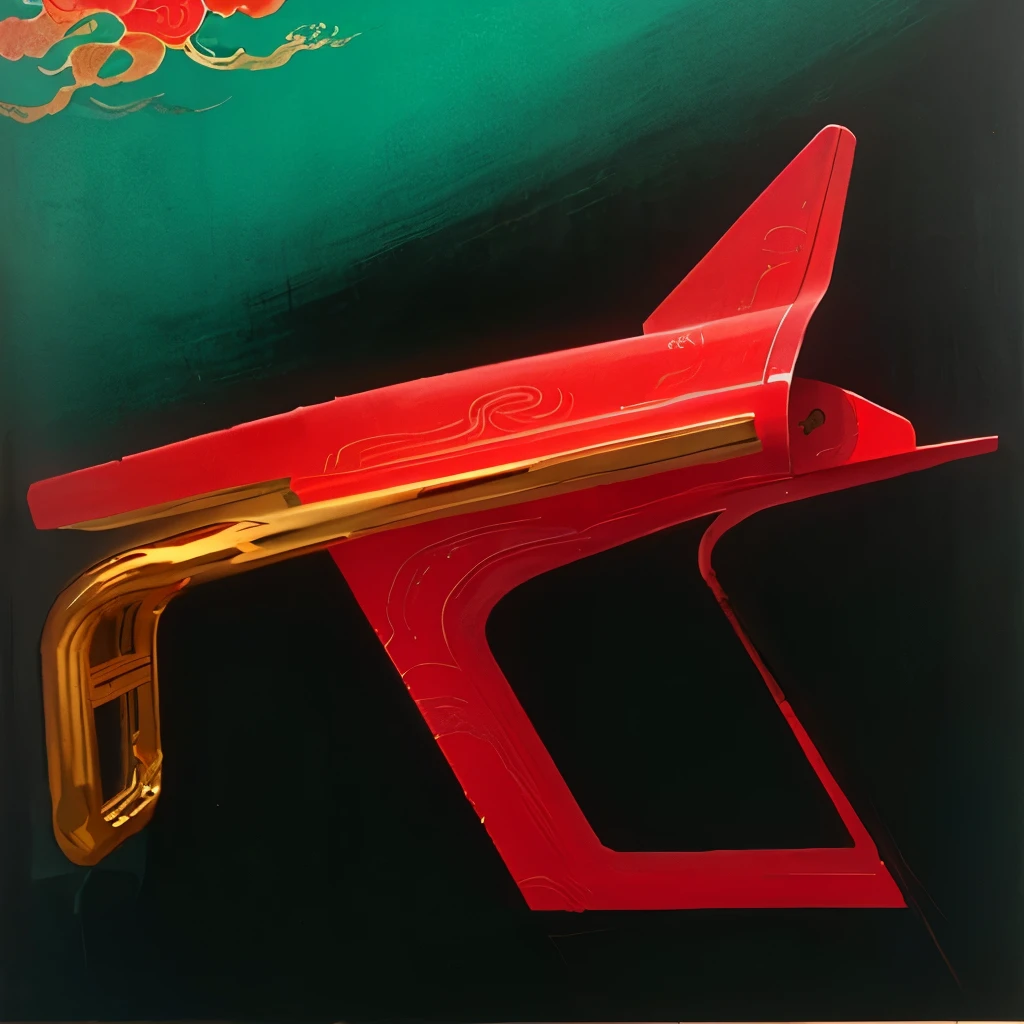 masterpiece, best quality, Swimming pool jump,Front and side view,Chinese painting style,Gold and red alternating gilding effect,Don't show up