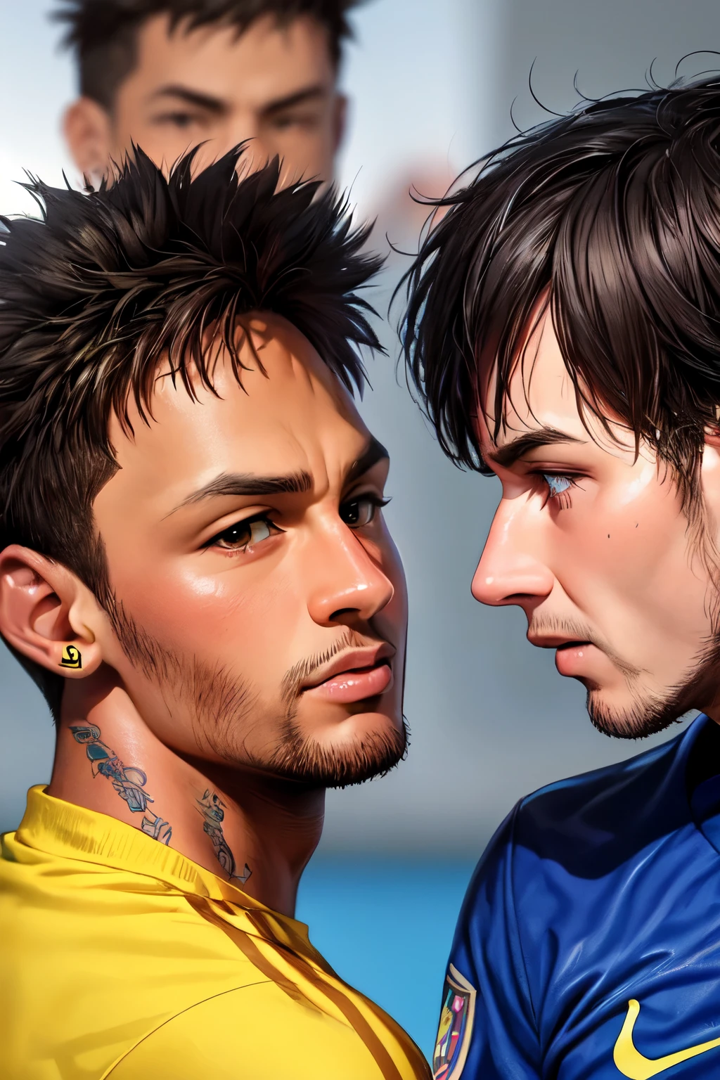 ((best quality)), ((masterpiece)), (detailed), perfect face,MESSI VS NEYMAR A GUERRA