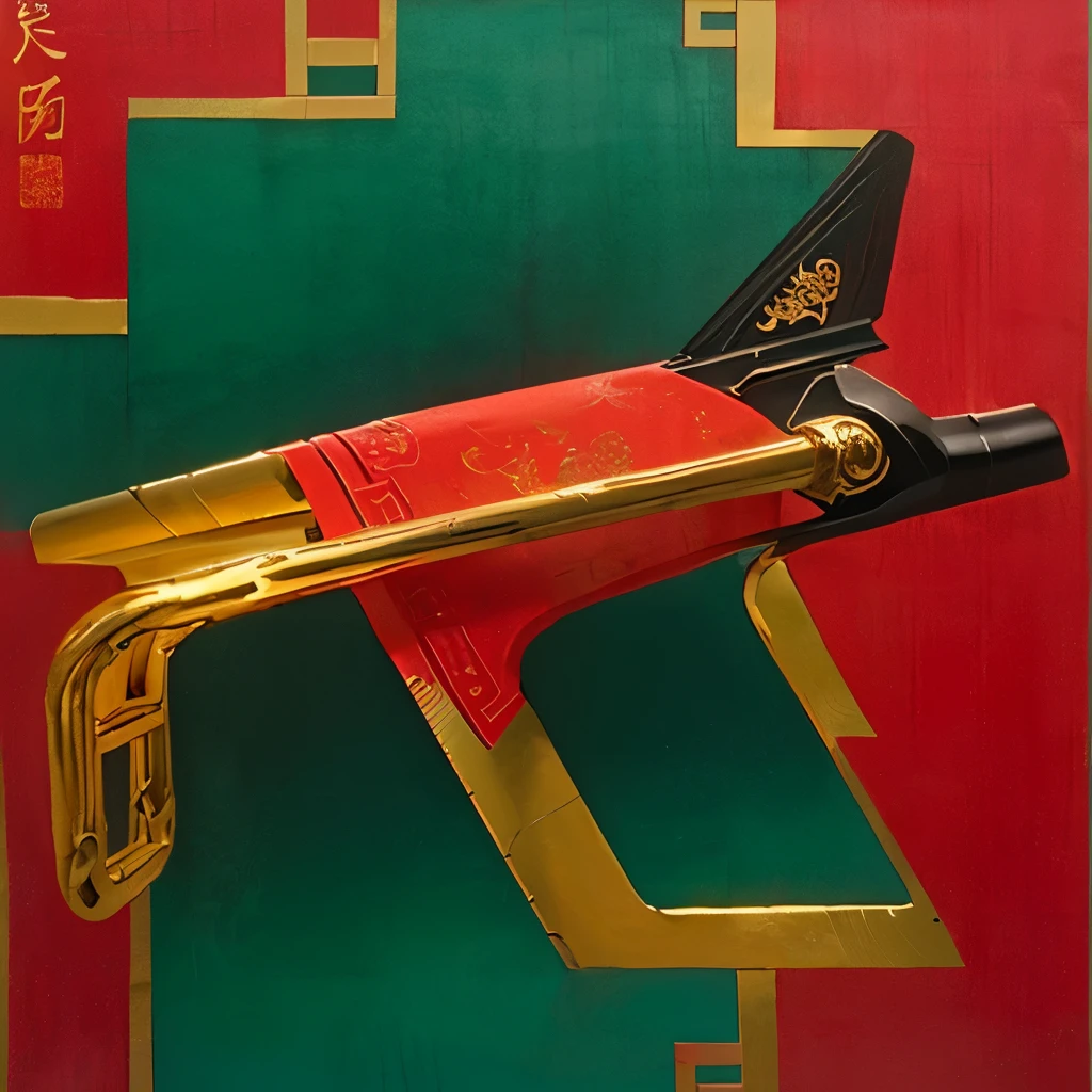masterpiece, best quality, Swimming pool jump,Front and side view,Chinese painting style,Gold and red alternating gilding effect,Don't show up