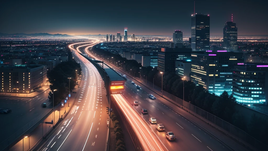 road (Neon lights in the big city) Driving in HDR 8k (Ultra-realistic) ,the sky is wide