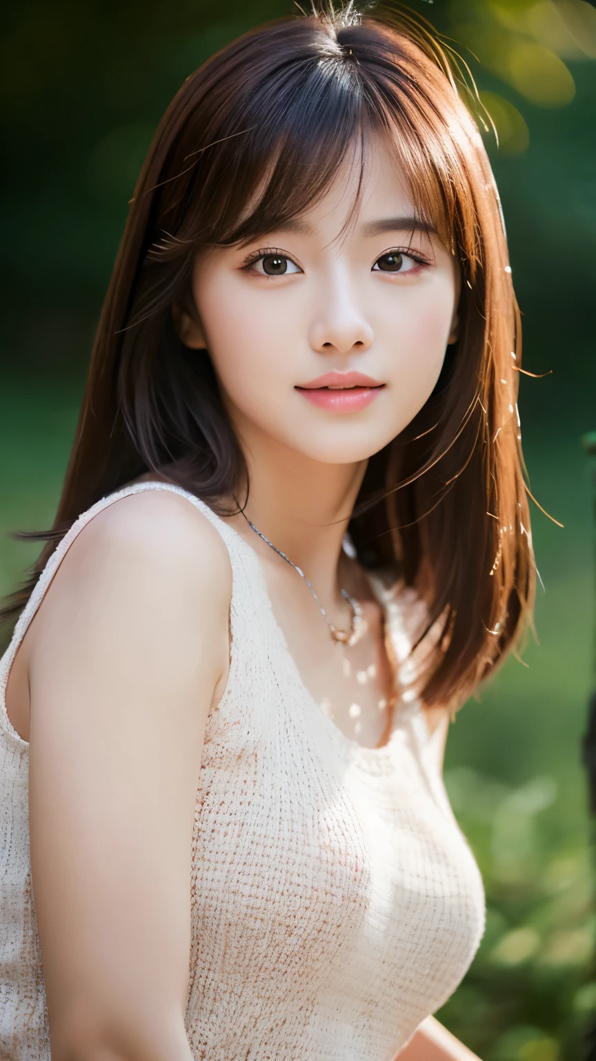 (Photo Real:1.4), (hyper realisitic:1.4), (Smooth lighting:1.05), 1 girl, blouse, (sad:1.4), open your mouth to say something, Close-up of the face, Soft lighting, Back lighting, (cheerfulness:1.2), (Finest Real Textured Skins), Narrow-eyed, Super fine face, glowy skin, retinas, Anatomically correct, acurate, medium hair, Textured skin, High quality, high details, Best Quality, High resolution, bangs, The morning sunlight shines through the misty forest path.