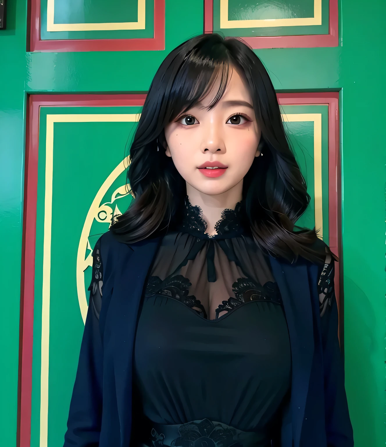 1 girl, cleavage, busty, lace kebaya, korean