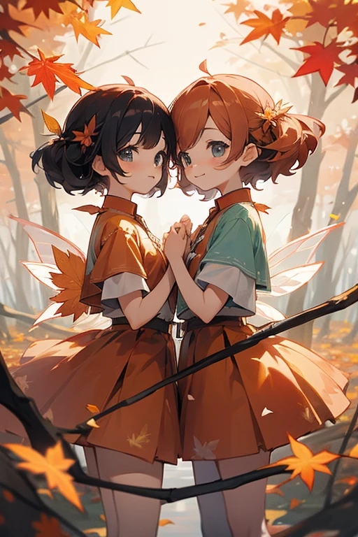 Autumn Fairy、cute、twins、stick together、cute