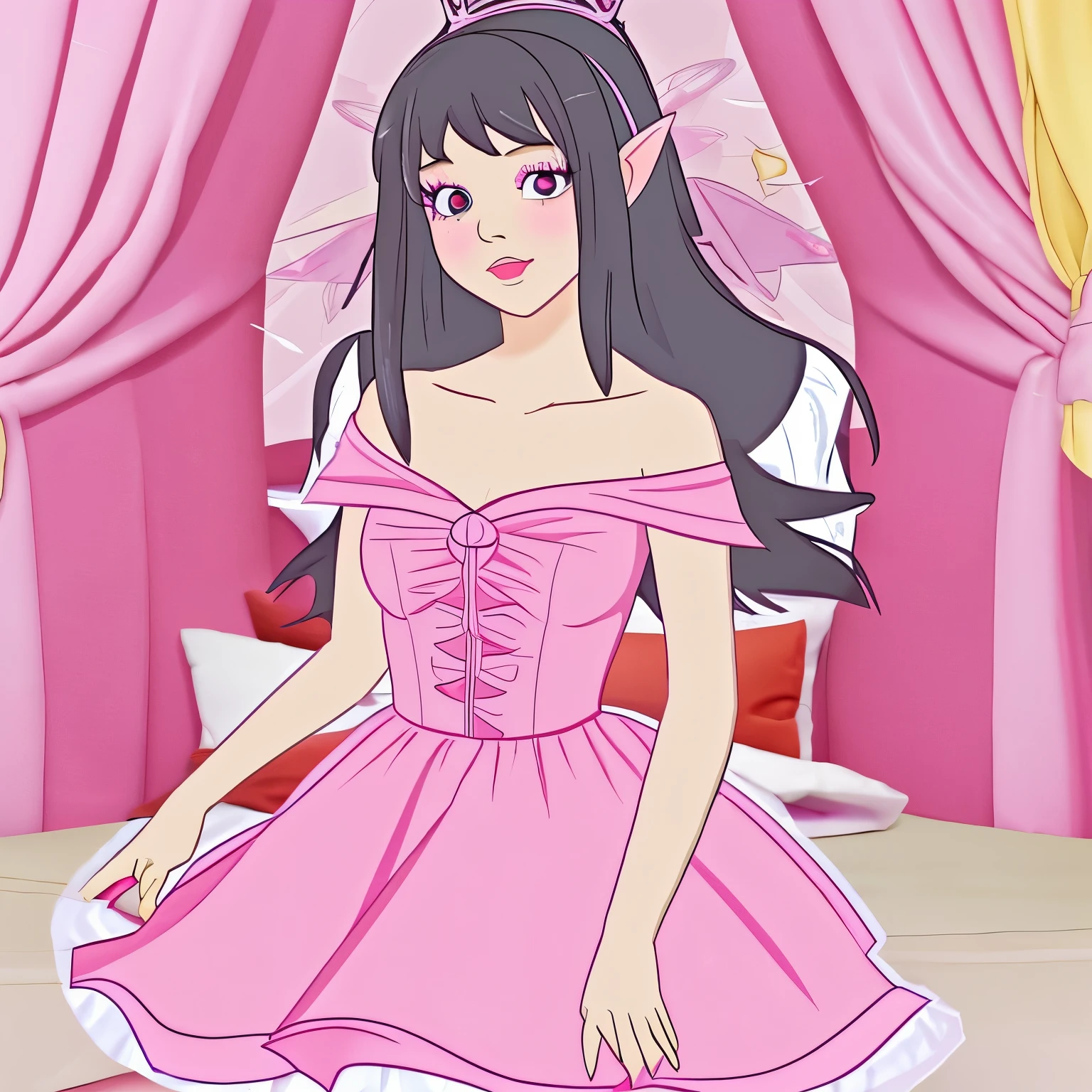 cartoon fairy in a pink dress