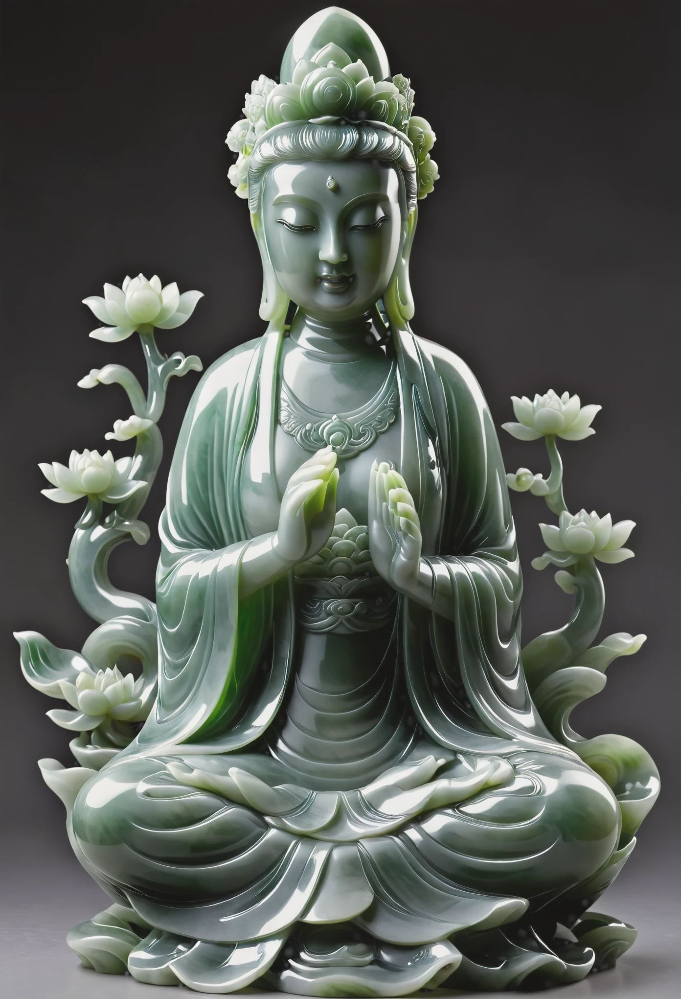 jade，Guanyin Sculpture，(masterpiece, best quality:1.2)