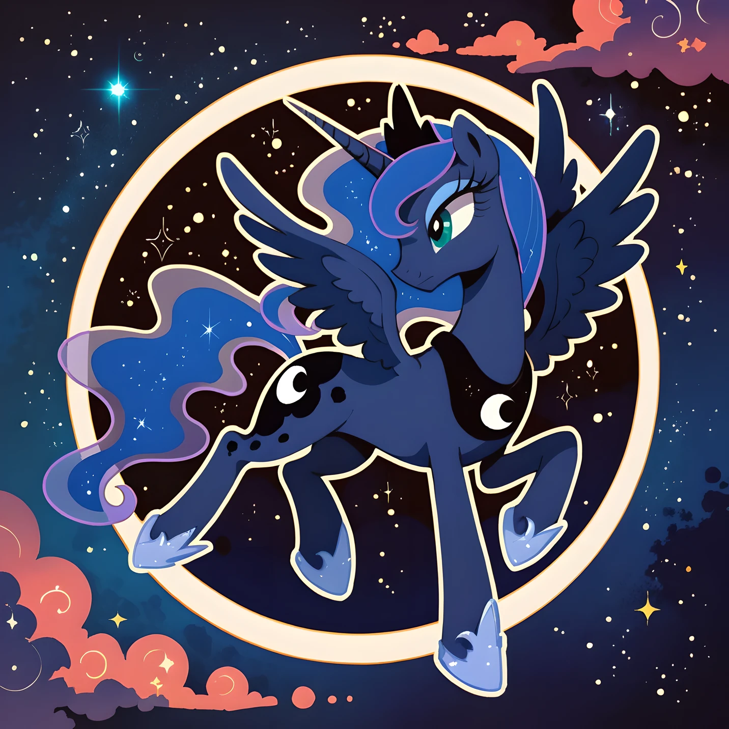 score_9, score_8_up, score_7_up,  Princess Luna, cosmic background
