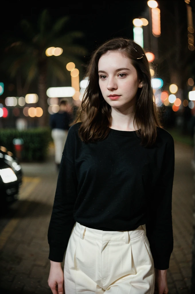 polaroid photo, night photo, photo of 24 y.o beautiful woman, pale skin, bokeh, motion blur