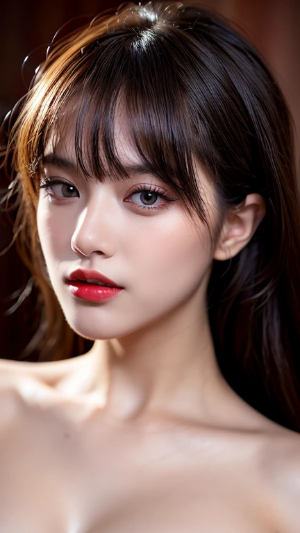 (8ก, Highest quality: 1.2), Extremely detailed, thorough resolution, (realistic, realistic photo: 1.37), Portrait, high definition RAW color photograph, professionally arrested, high definition and beautiful, high definition, 8ก Image wallpaper, Amazing details, Big file size, highly detailed beautiful girl, Extremely detailed face, Finely defined eyes, The skin has a fine texture., Every feature is meticulously displayed., The fingers were neatly outlined., The nose has a precise shape., expressive lips red lipstick , perfect anatomy, background is not blurred, one story, (20:1.2), Twenty generations, cute girl, realistic