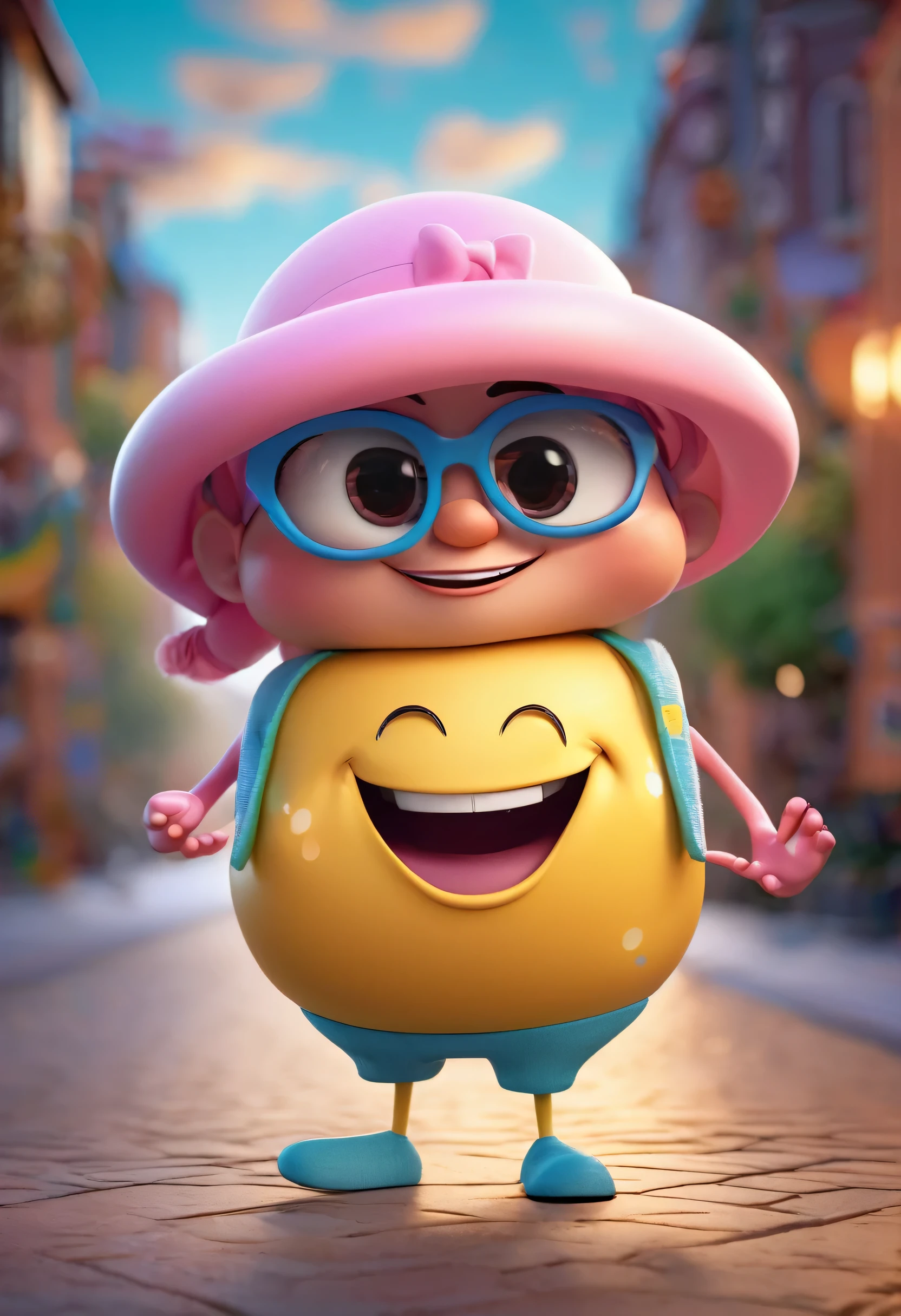  character,  with cancer, Happy, 3d pixar style, 3d disney style, 3d render, full body, in high resolution, 35mm, lightroom, 4k.