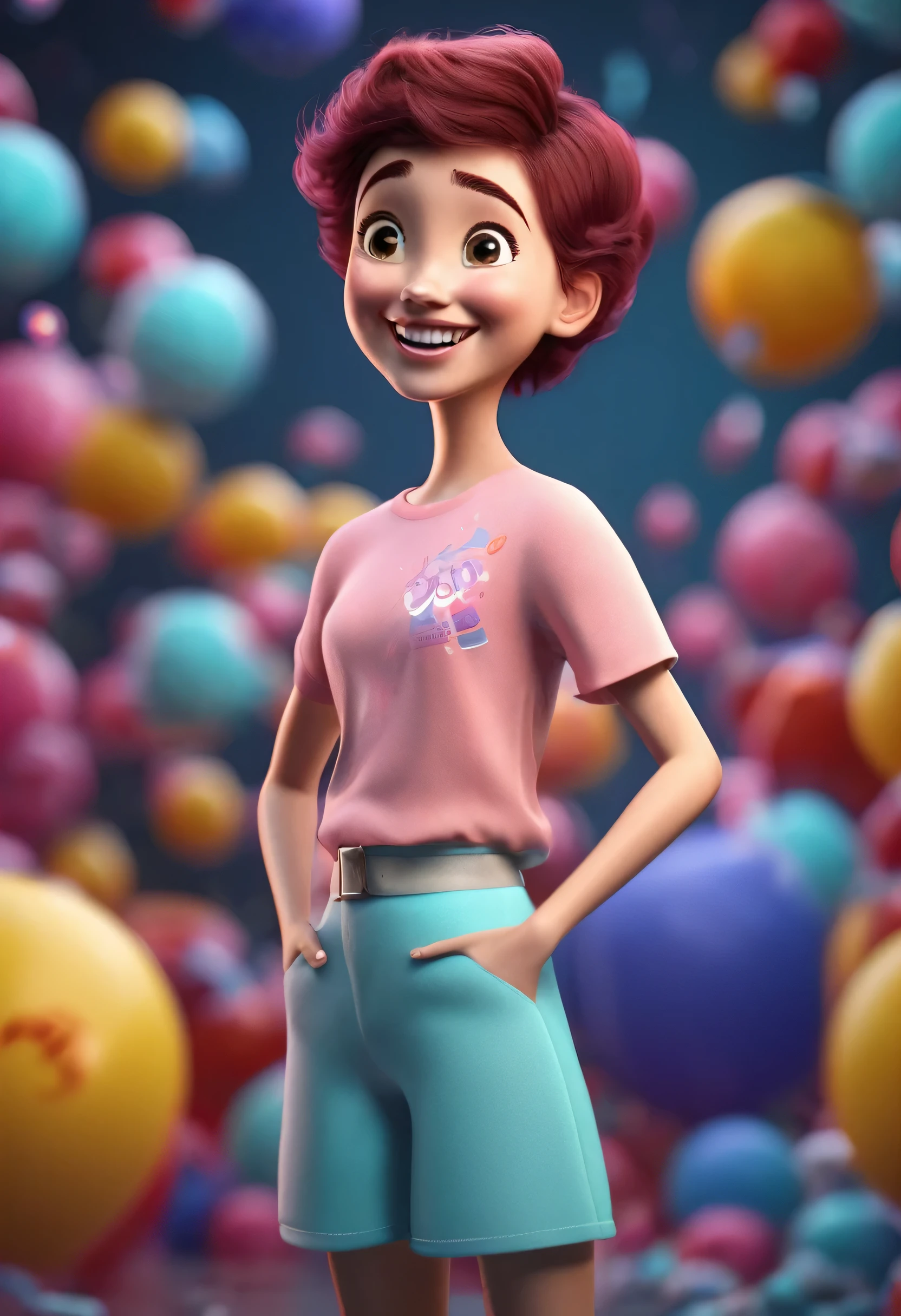 character, with cancer, Happy, 3d pixar style, 3d disney style, 3d render, full body, in high resolution, 35mm, lightroom, 4k.