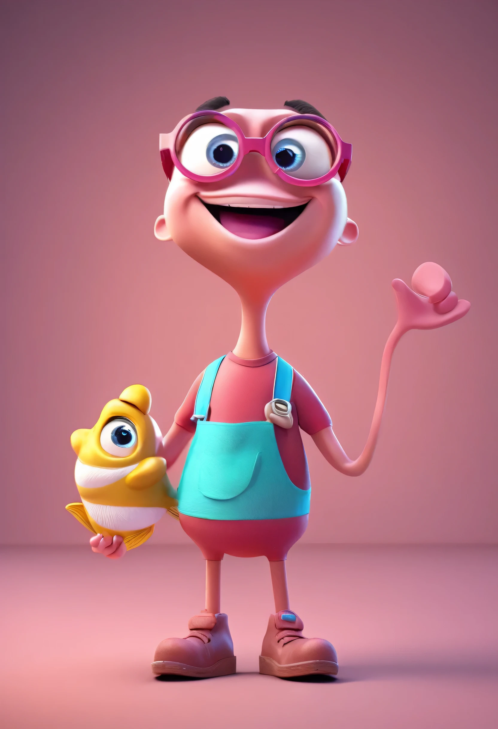 character, with cancer, Happy, 3d pixar style, 3d disney style, 3d render, full body, in high resolution, 35mm, lightroom, 4k.