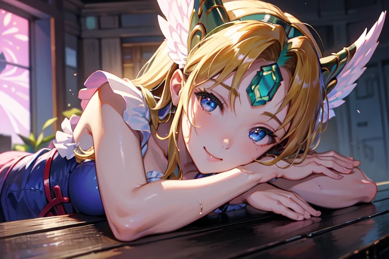 master piece,best quality,ultra detailed,8k,
ambient light,realistic skin,glossy skin,
（lora:riesz1-000014:1）、
A realistic depiction of a person trapped inside a glass bottle, 、（lie face down：1.3）、（portrait）、（the body is very wet：1.5）、yukata、Glossy lips、Slightly emphasize the lower lip、A sparkling smile、emphasizing the cleavage、