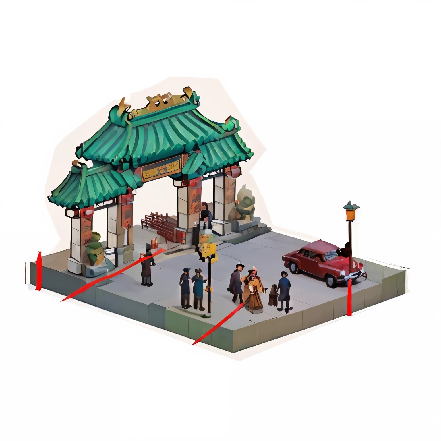 San Francisco Chinatown,street,archway,龙门archway,Street in 1950