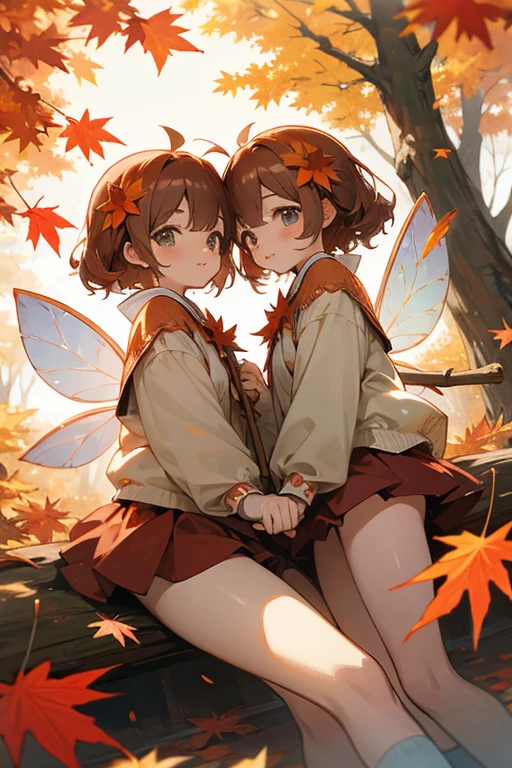Underwear for two girls, Ages 5 to 10、Realistic panties made from patterned cotton fabric、Translucent slip、Skirt lining、Skirt flip、In the shadow of a dark tree、Put your hands on your crotch、tights、Peeking from below